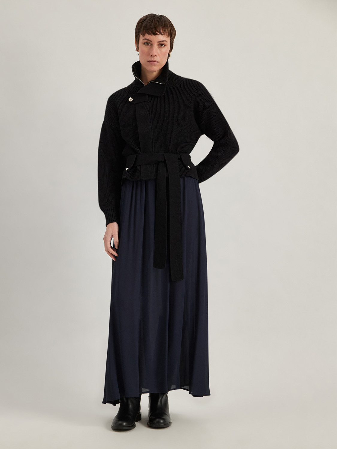 ALPHA STUDIO: CARDIGAN IN MERINO WOOL WITH ZIP
