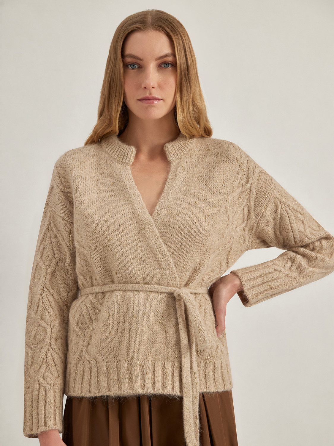 ALPHA STUDIO: METALLIC CARDIGAN IN ALPACA