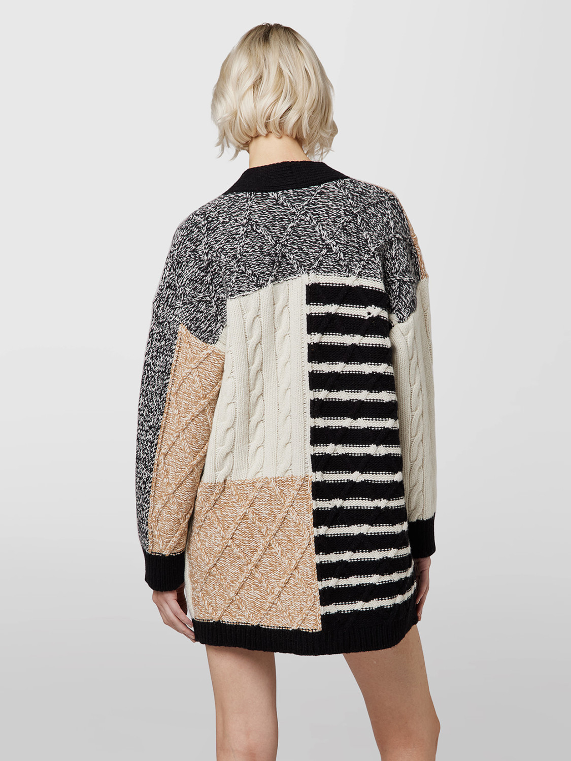 ALPHA STUDIO: PATCHWORK CARDIGAN