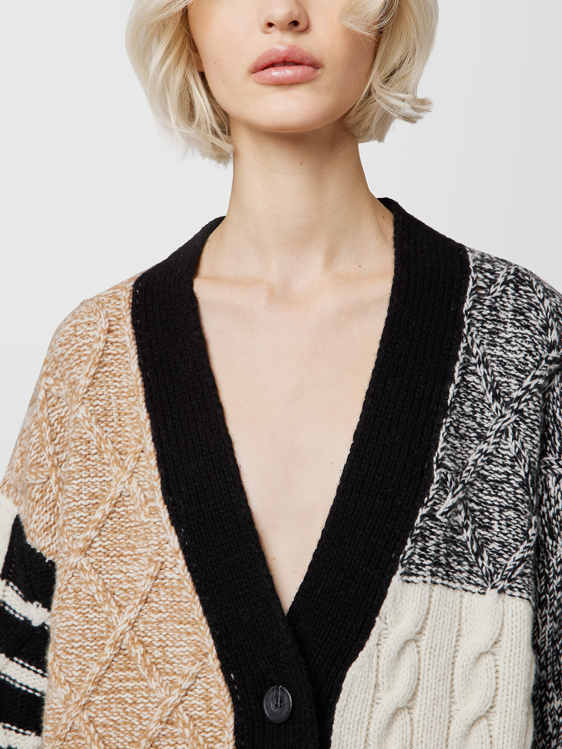 ALPHA STUDIO: PATCHWORK CARDIGAN