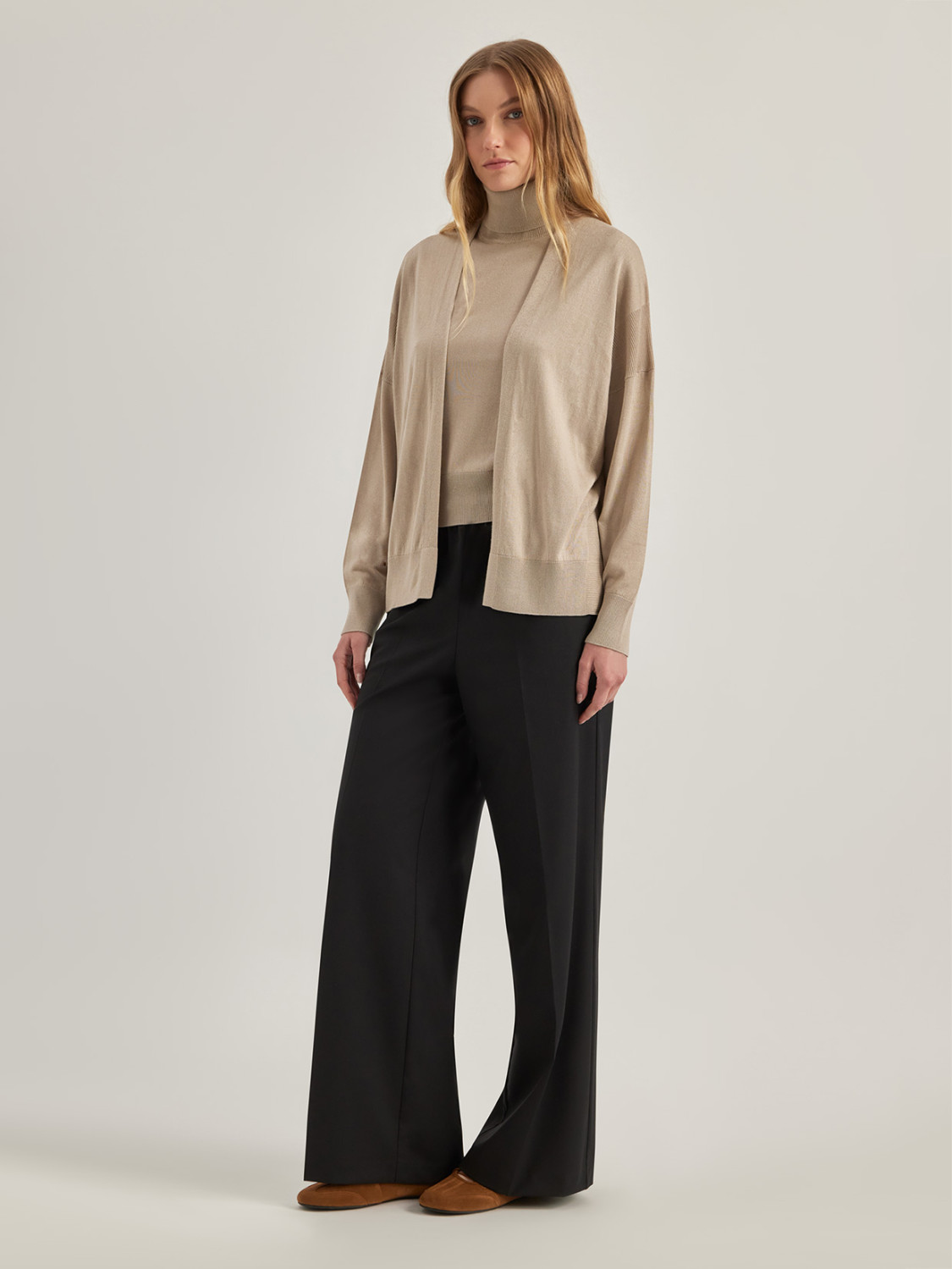 ALPHA STUDIO: CARDIGAN SCIALLATO IN SETA E CASHMERE