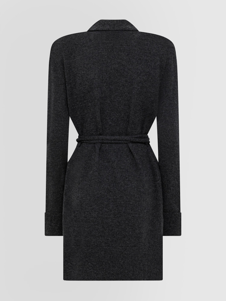 SHOULDER PAD CARDIGAN WITH BELT