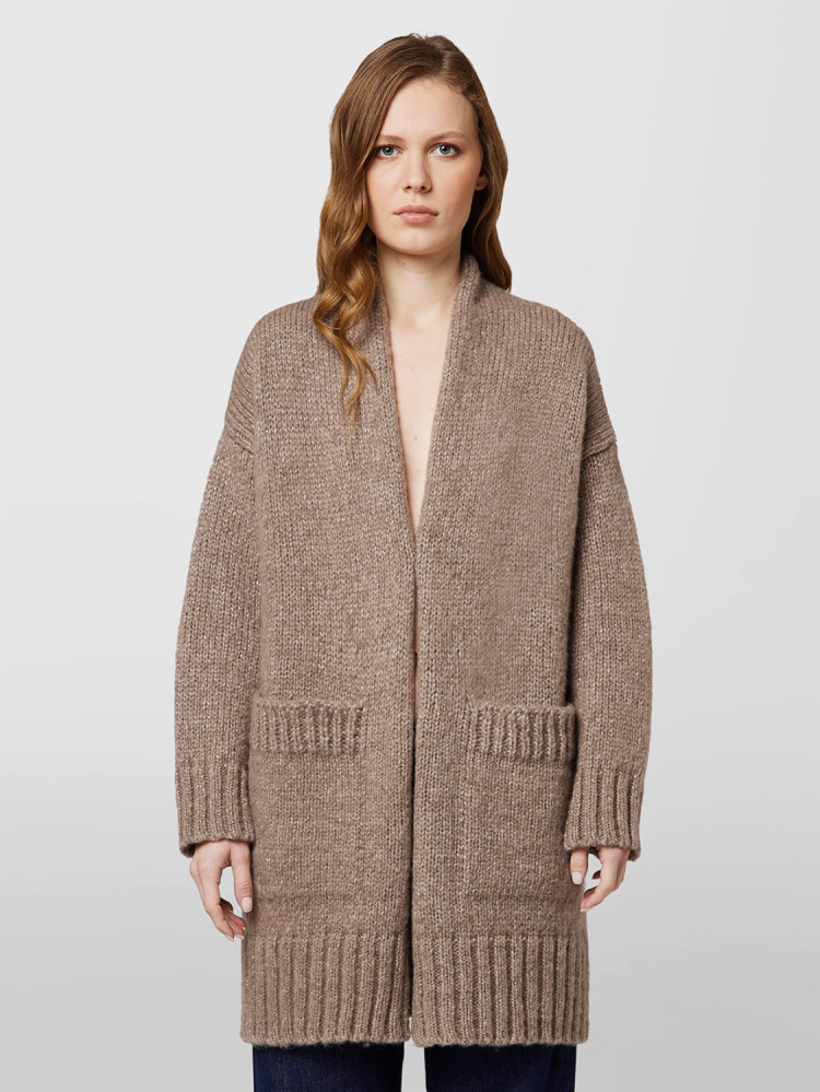 SOFT AND SHINY CARDIGAN WITH POCKETS