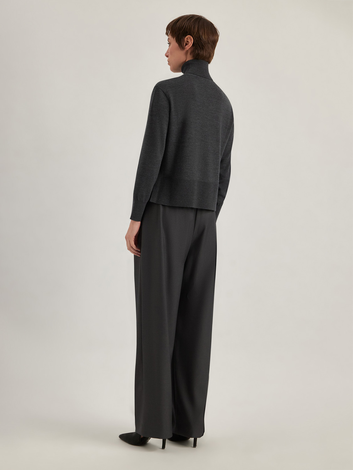 ALPHA STUDIO: TURTLENECK SWEATER WITH STUDS AND RHINESTONES