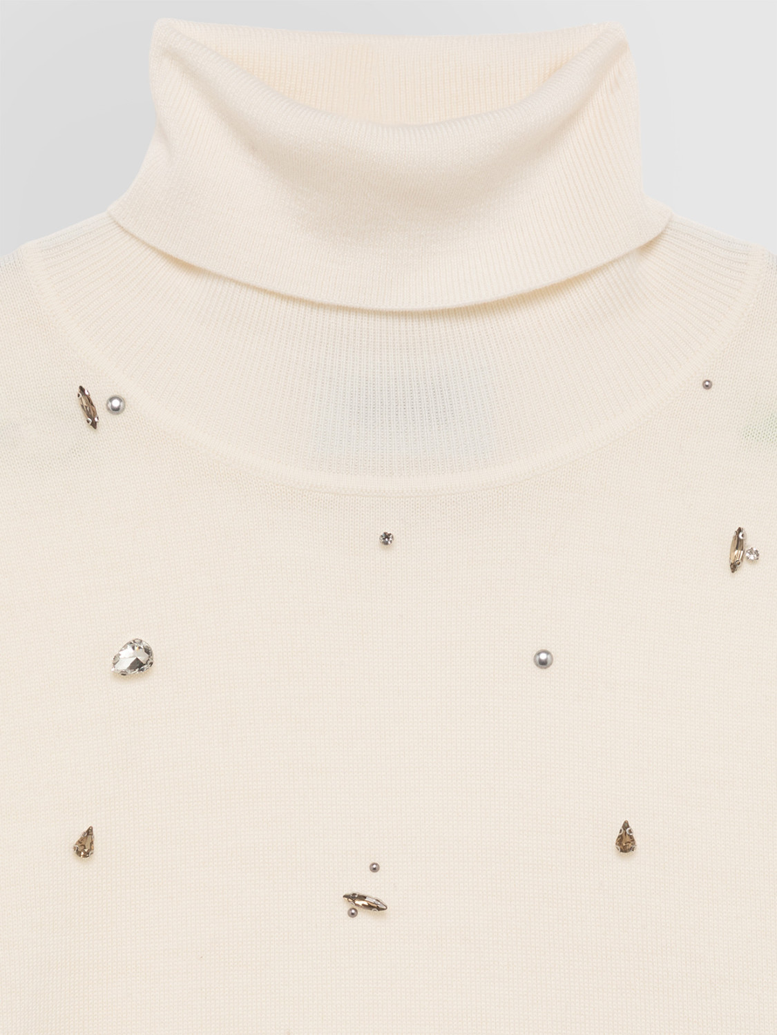 ALPHA STUDIO: TURTLENECK SWEATER WITH STUDS AND RHINESTONES