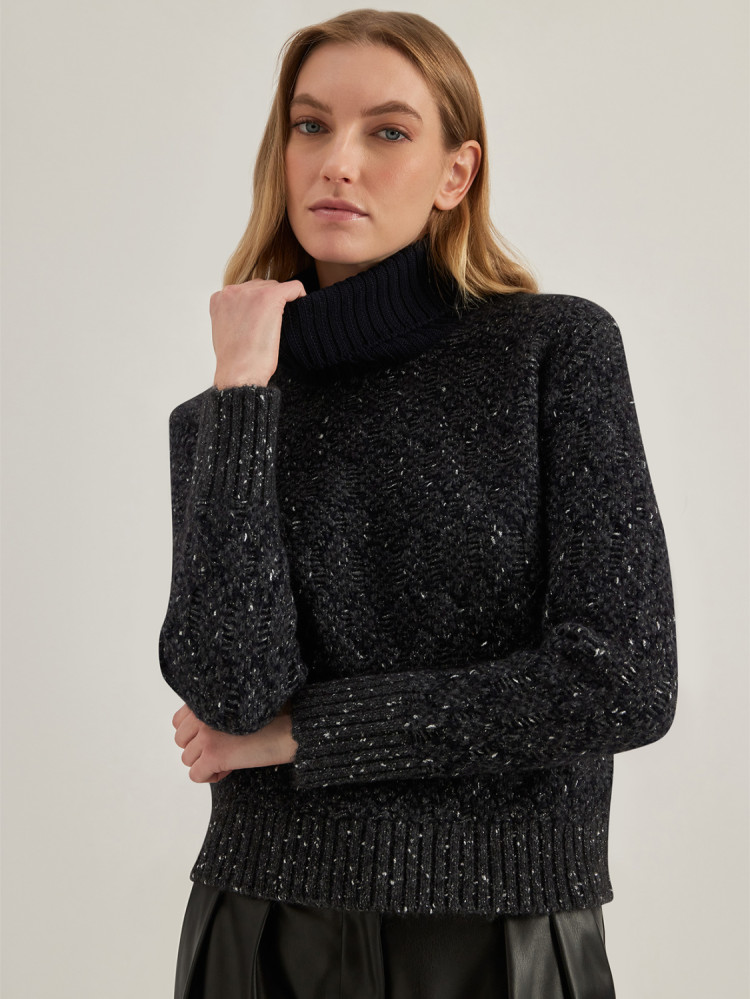 HAIRY TURTLENECK SWEATER IN ALPACA BLEND