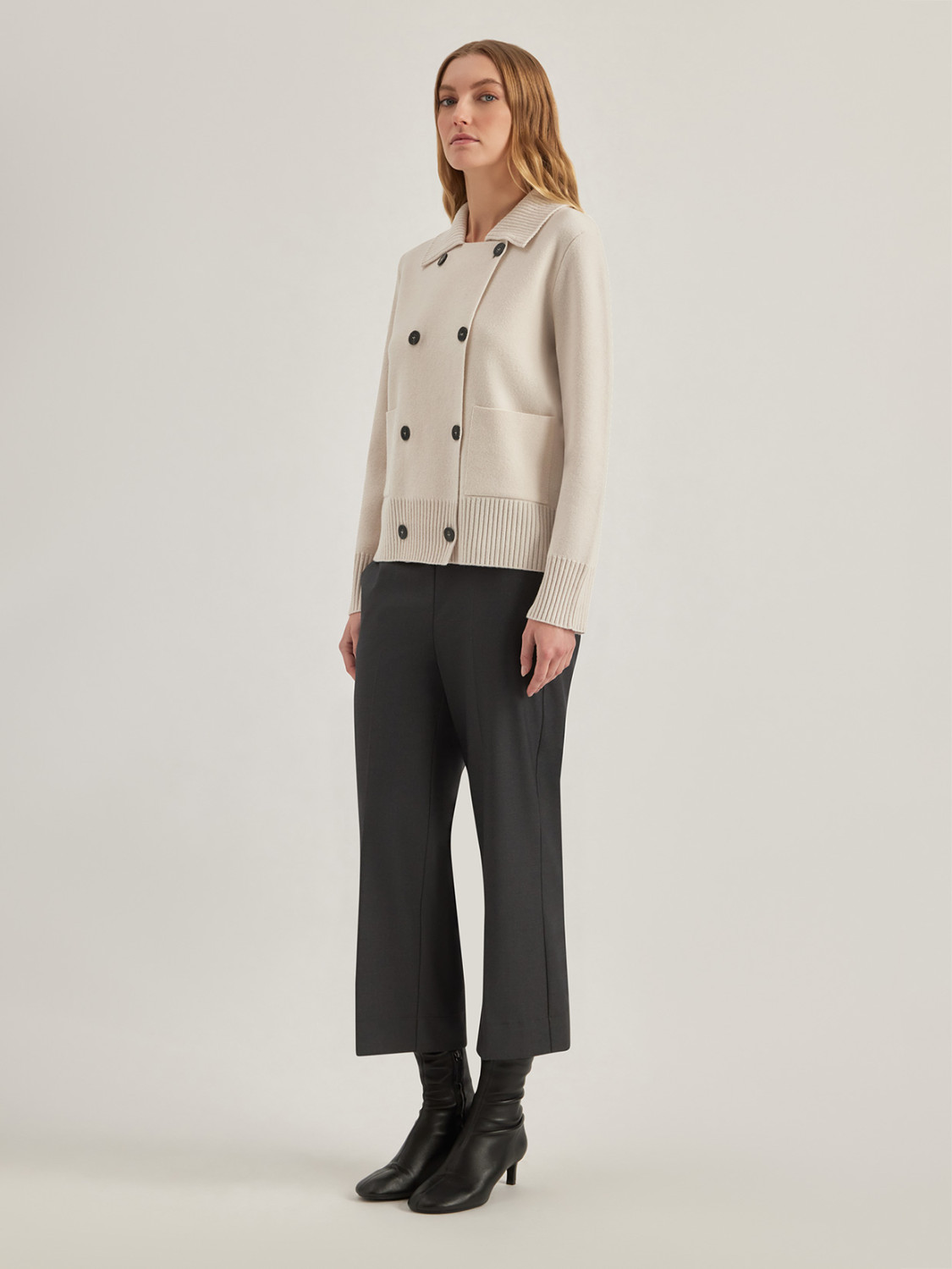 ALPHA STUDIO: DOUBLE-BREASTED JACKET IN GEELONG WOOL