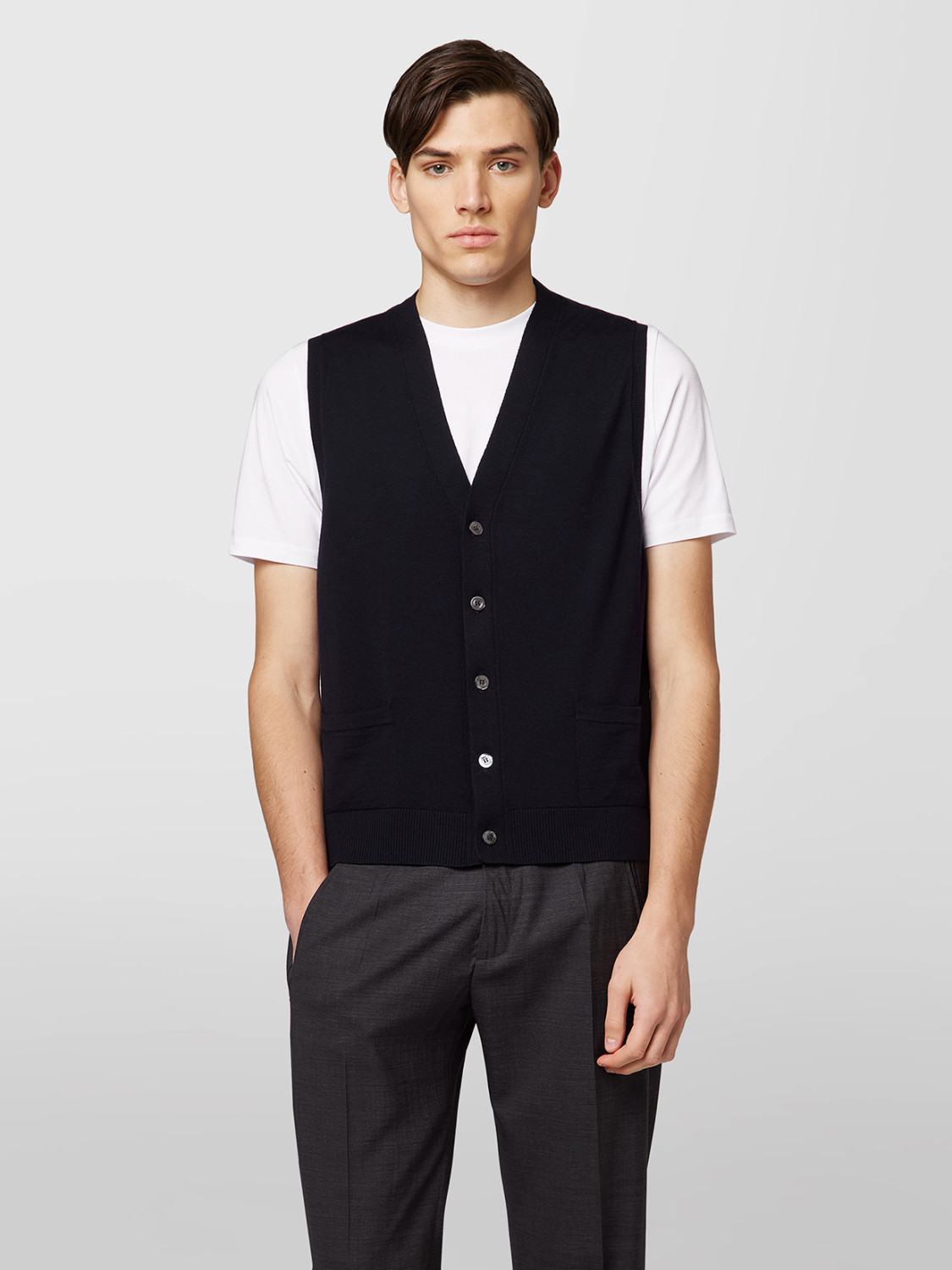 ALPHA STUDIO: GILET BOTTONI IN MERINOS