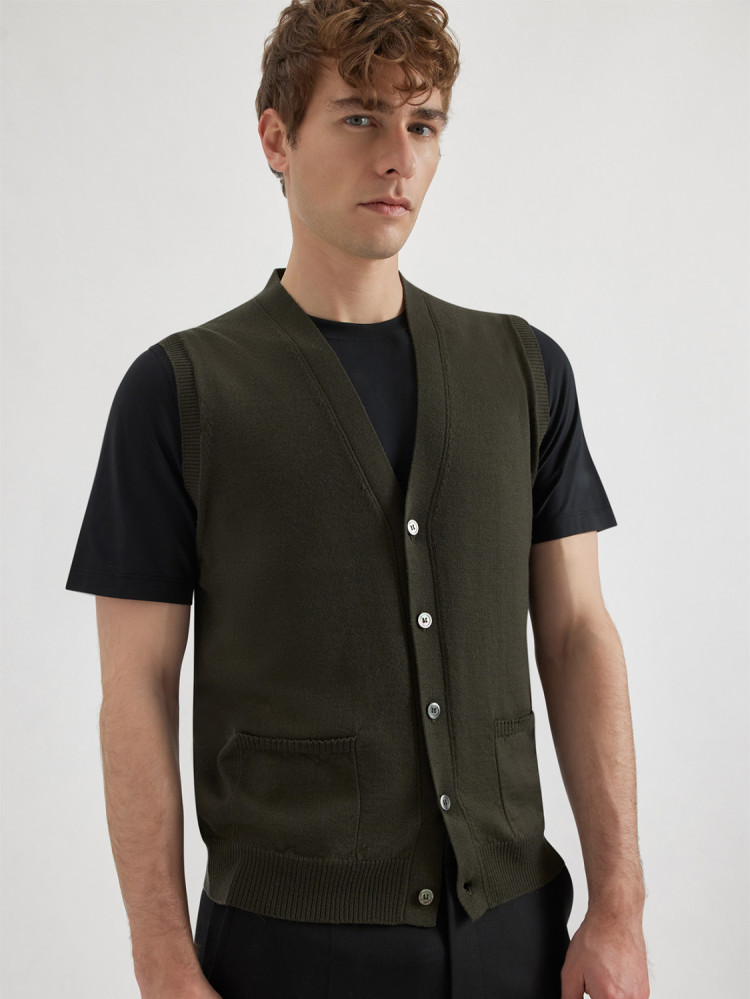 GILET SLIM IN MERINOS