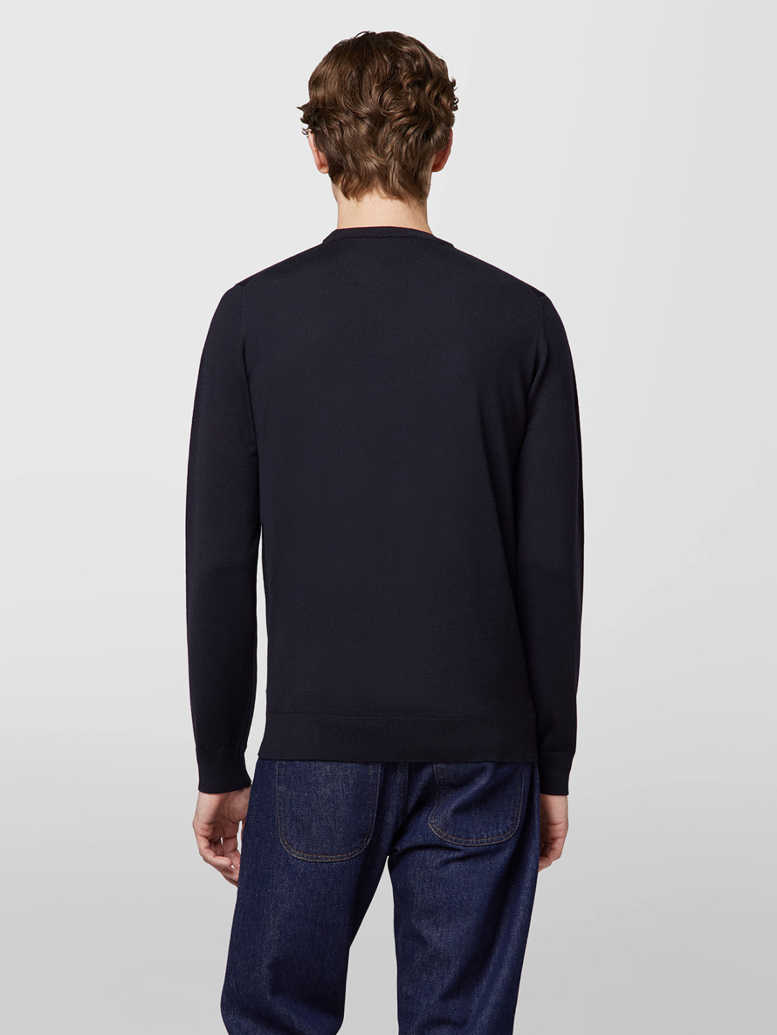 ALPHA STUDIO: CREW NECK SWEATER BASIC IN MERINO WOOL