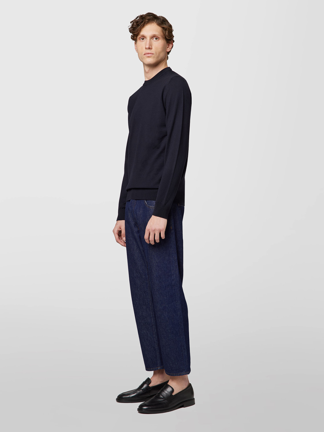 ALPHA STUDIO: CREW NECK SWEATER BASIC IN MERINO WOOL