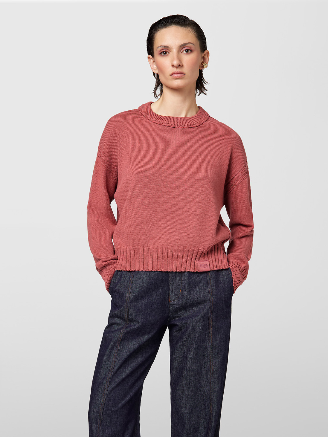 ALPHA STUDIO: FULL BOXY CREW NECK