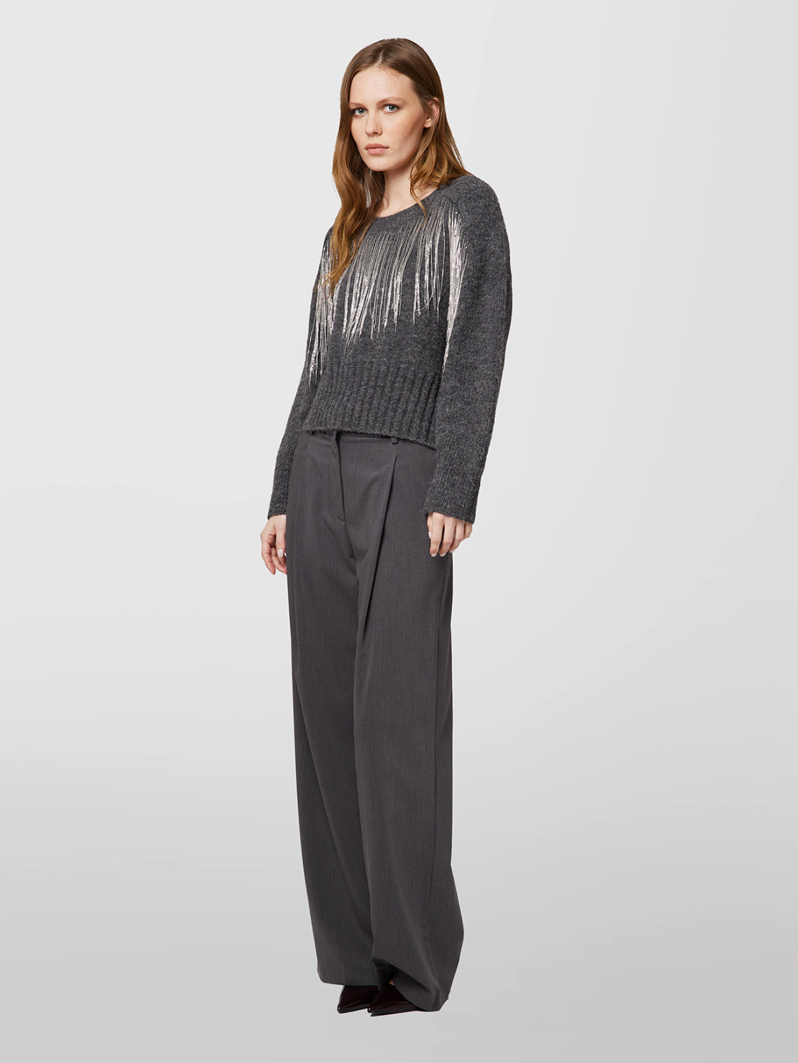 ALPHA STUDIO: CHAINS CREW NECK SWEATER