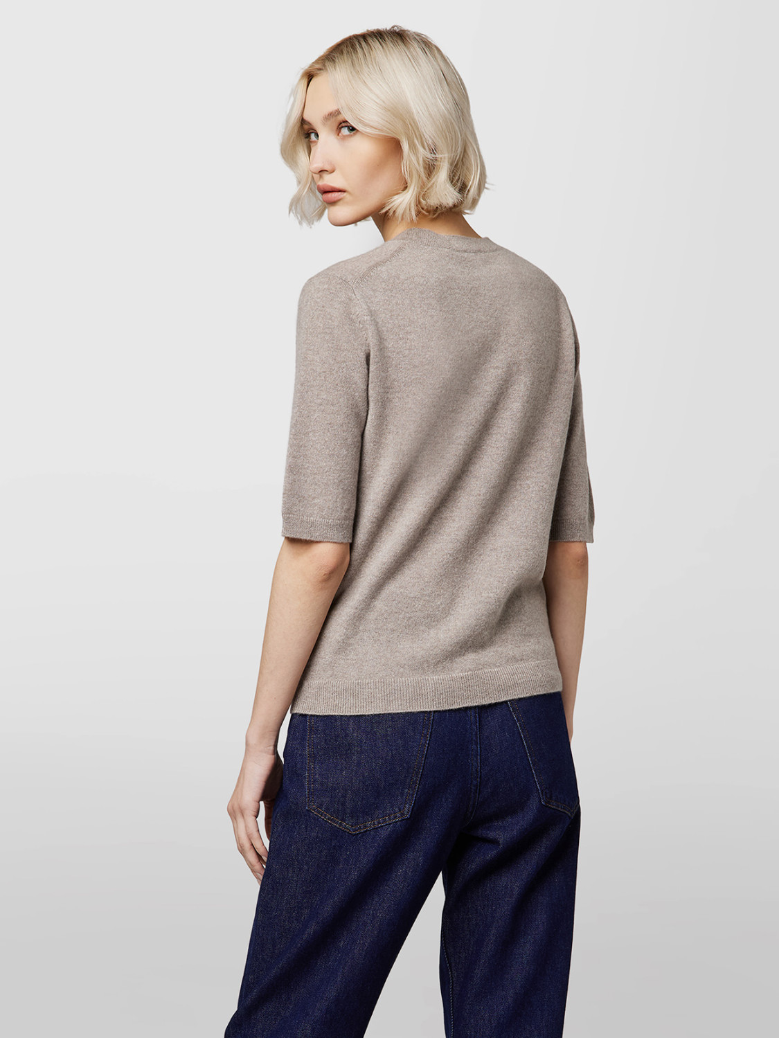 ALPHA STUDIO: MIXED RIB CREW NECK SWEATER