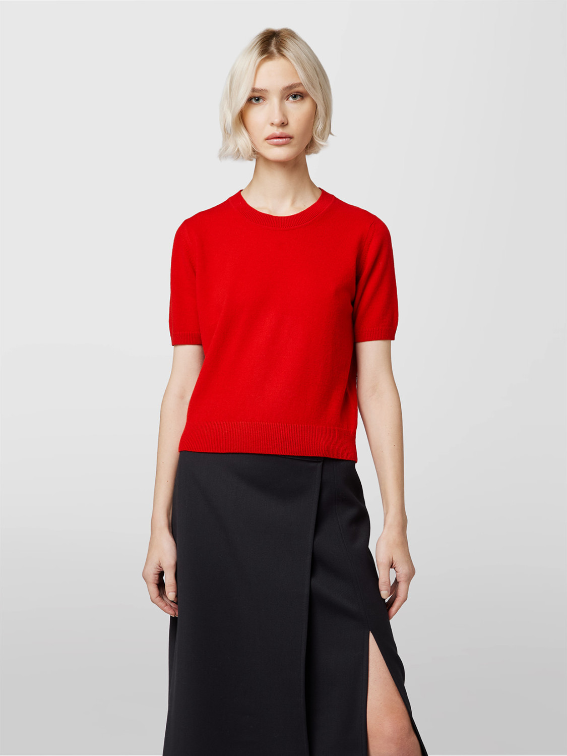 ALPHA STUDIO: CROPPED RETRO CREW NECK SWEATER