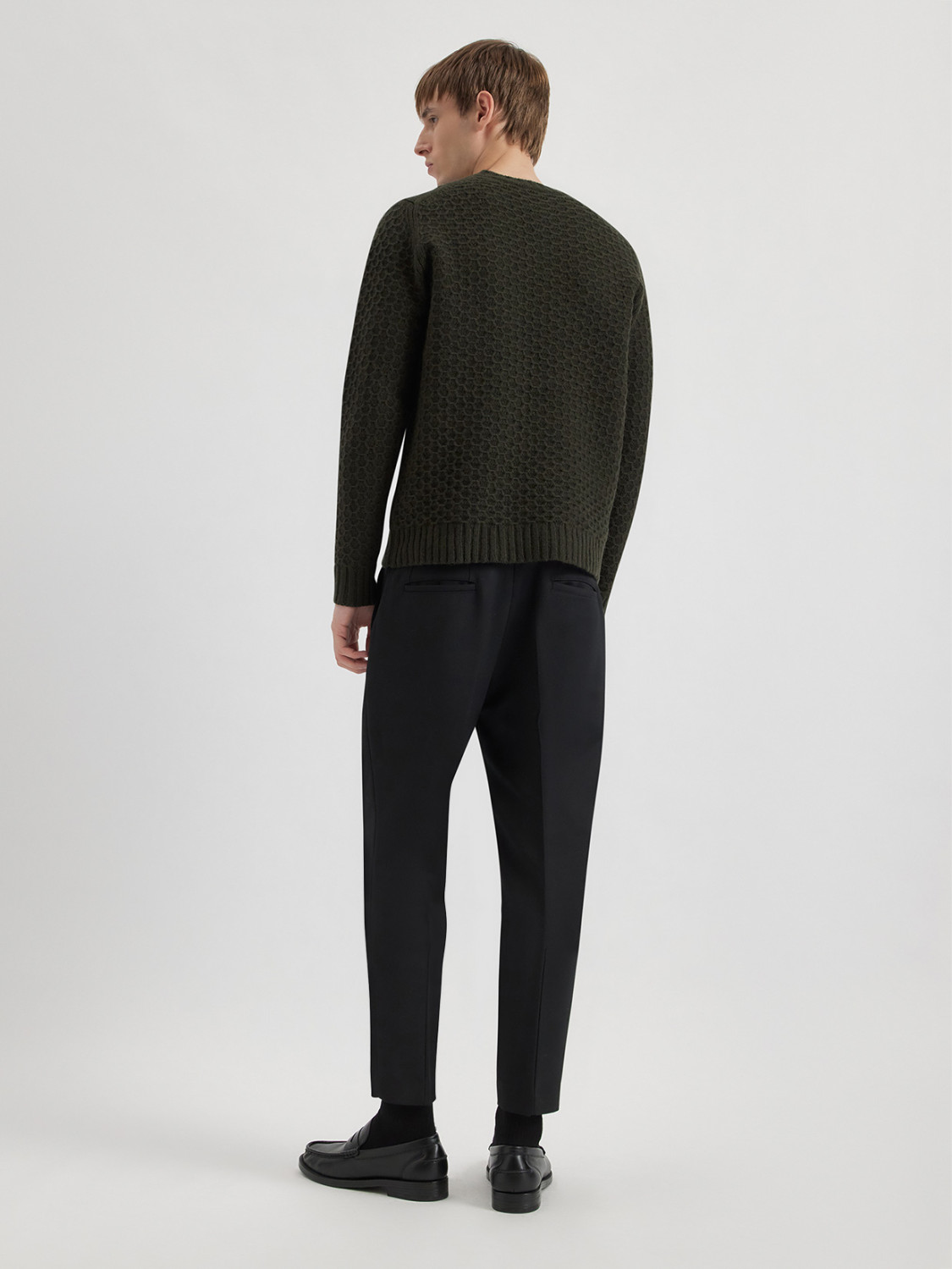 ALPHA STUDIO: HEXAGON MICRO-STITCH CREW NECK SWEATER