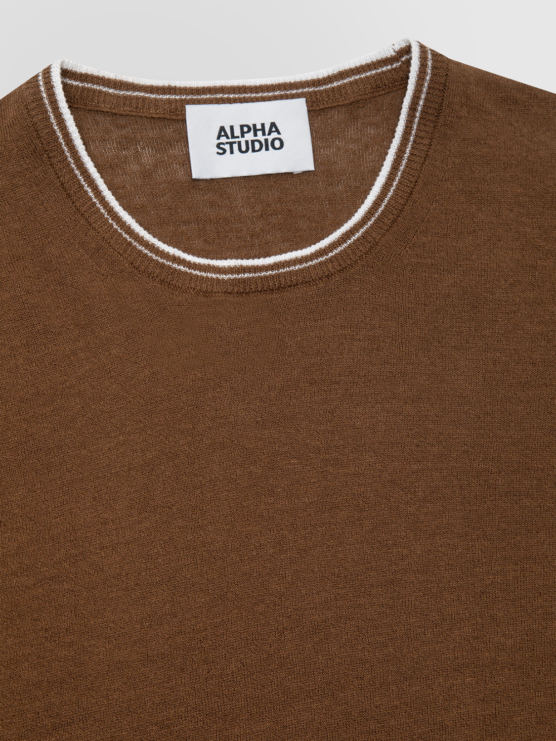 ALPHA STUDIO: LINEN AND COTTON CREW NECK