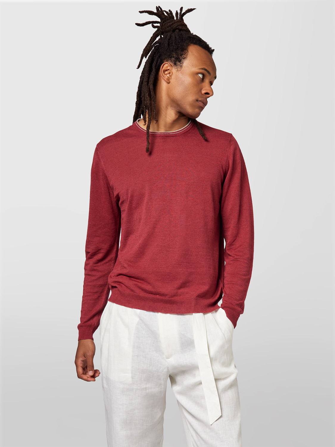 ALPHA STUDIO: GIROCOLLO IN LINO E COTONE