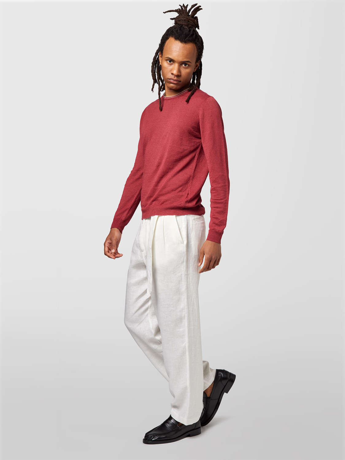 ALPHA STUDIO: GIROCOLLO IN LINO E COTONE