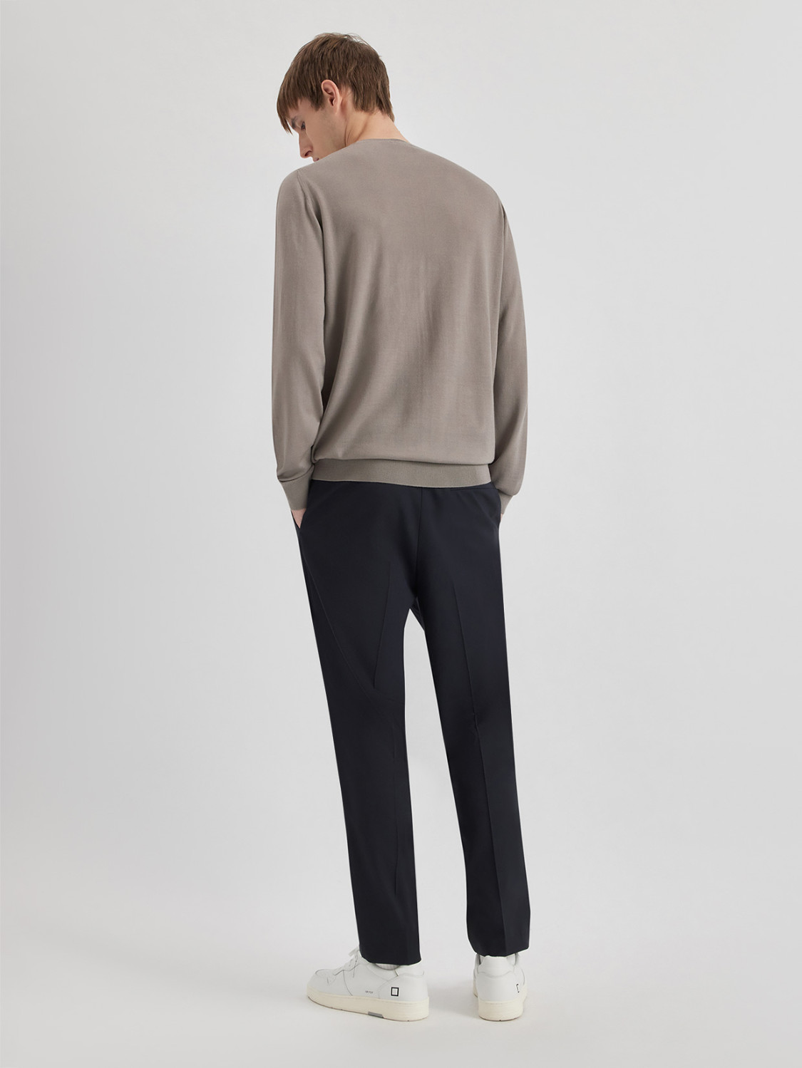 ALPHA STUDIO: CREW NECK SWEATER IN MERINO WOOL
