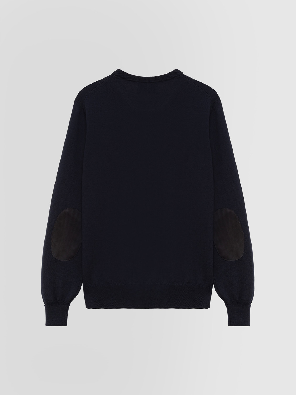 ALPHA STUDIO: CREW NECK SWEATER IN MERINO WOOL WITH PATCHES