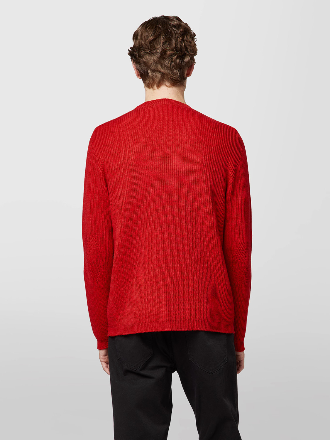 ALPHA STUDIO: CREW NECK SWEATER IN STOCKINETTE STITCH MERINO WOOL