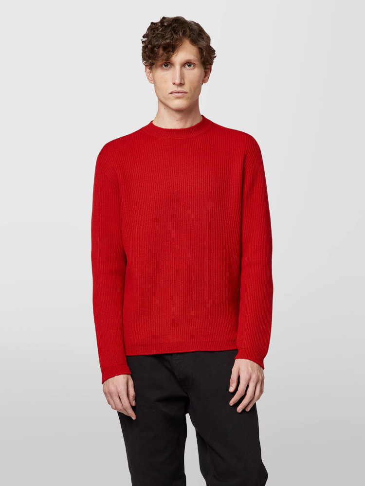 CREW NECK SWEATER IN STOCKINETTE STITCH MERINO WOOL