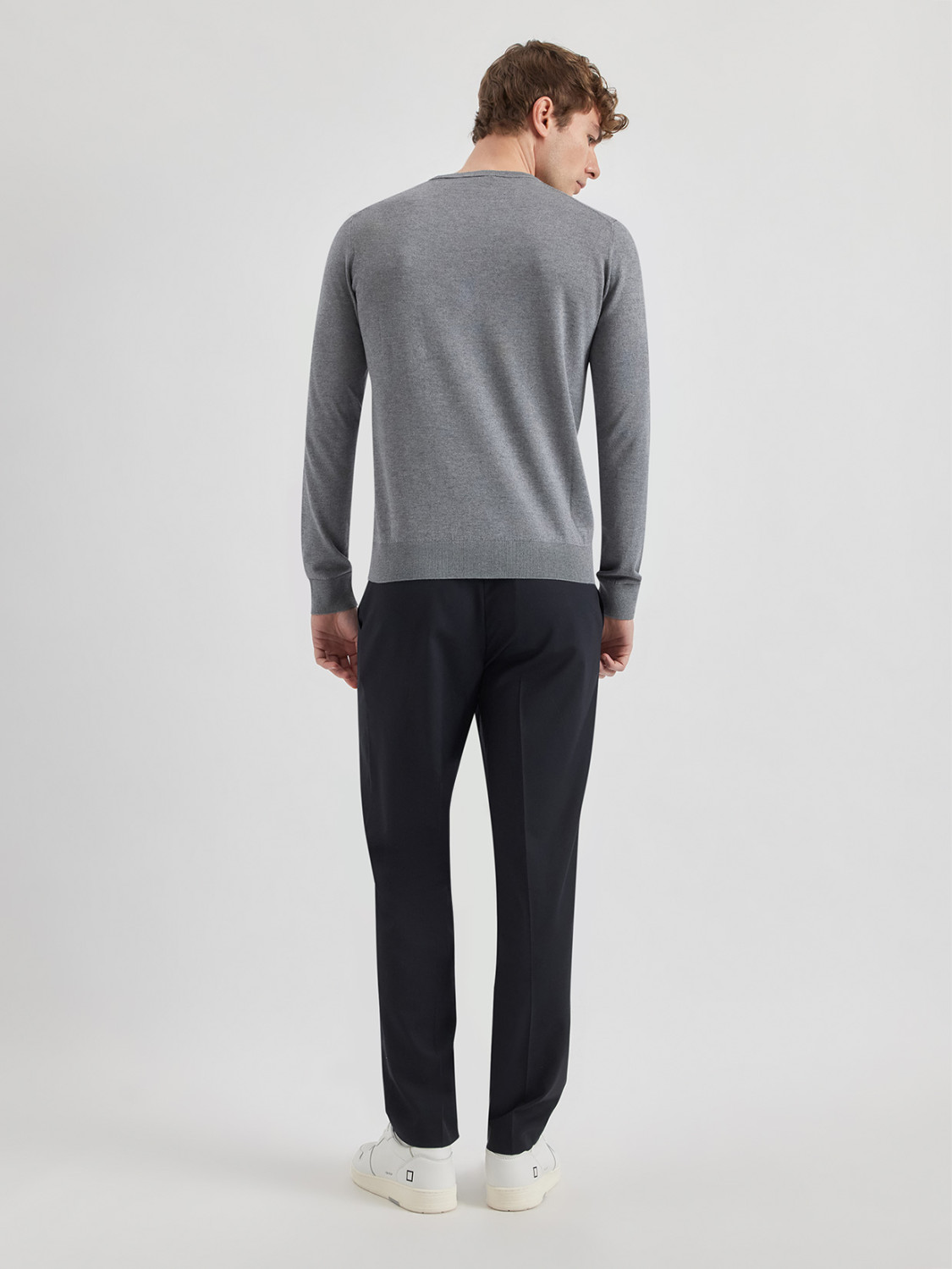 ALPHA STUDIO: CREW NECK SWEATER IN SILK AND CASHMERE