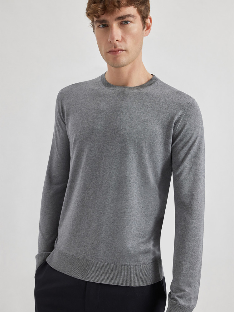 CREW NECK SWEATER IN SILK AND CASHMERE