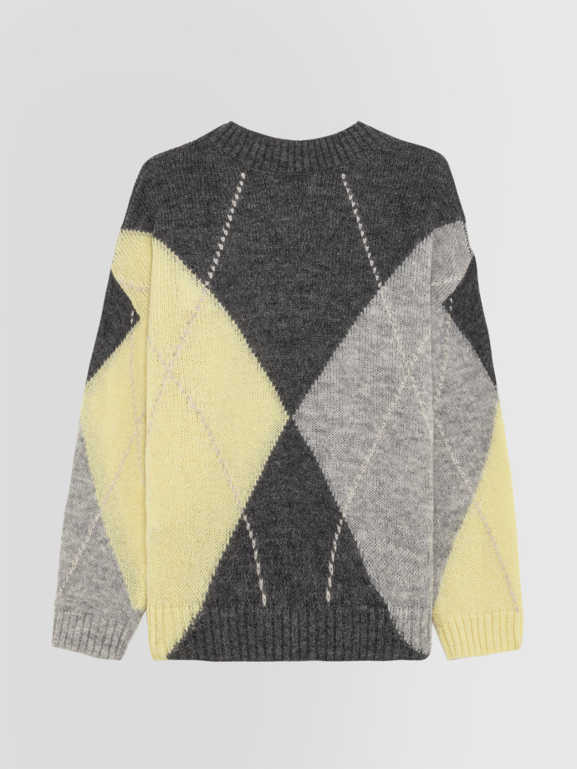 ALPHA STUDIO: JERSEY DE CUELLO REDONDO CON INTARSIA ARGYLE