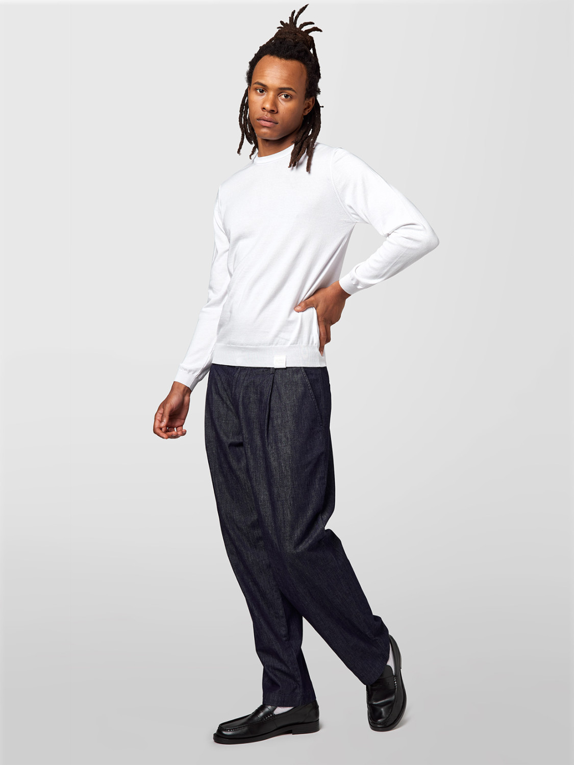 ALPHA STUDIO: LIGHT COTTON CREW NECK