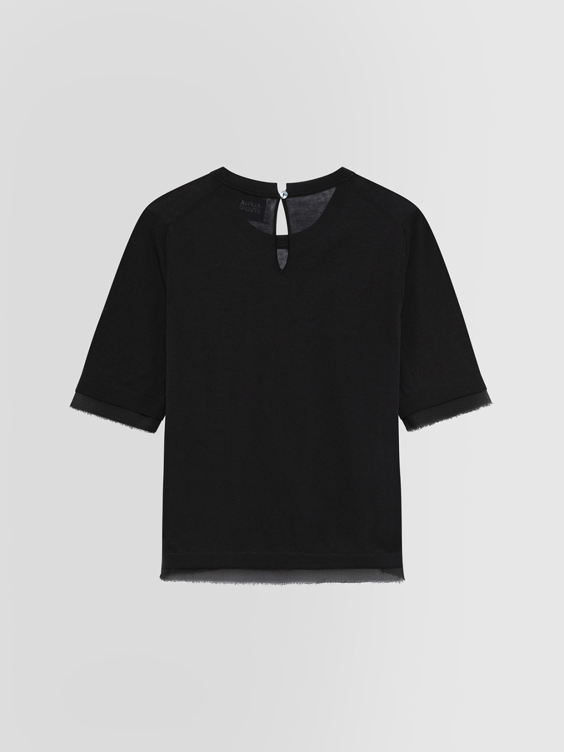 ALPHA STUDIO: MIX FABRIC CREW NECK