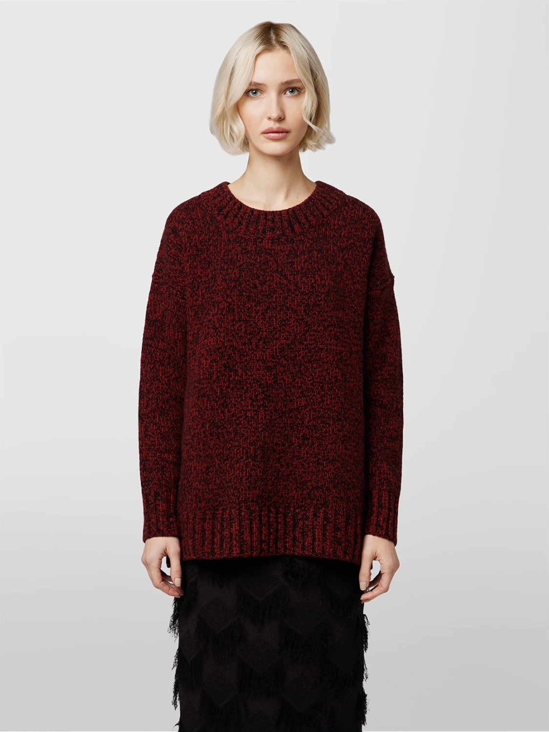 ALPHA STUDIO: MOULINE CREW NECK SWEATER IN TWO COLORS