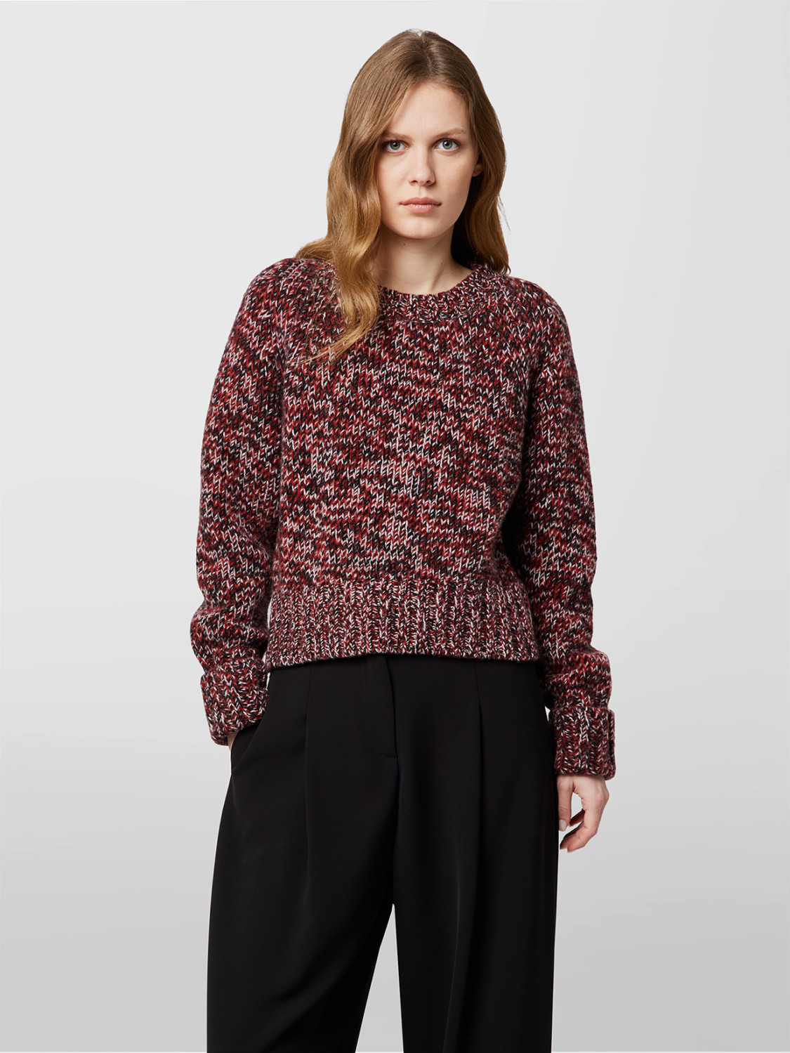 ALPHA STUDIO: MOULINE CREW NECK SWEATER IN THREE COLORS