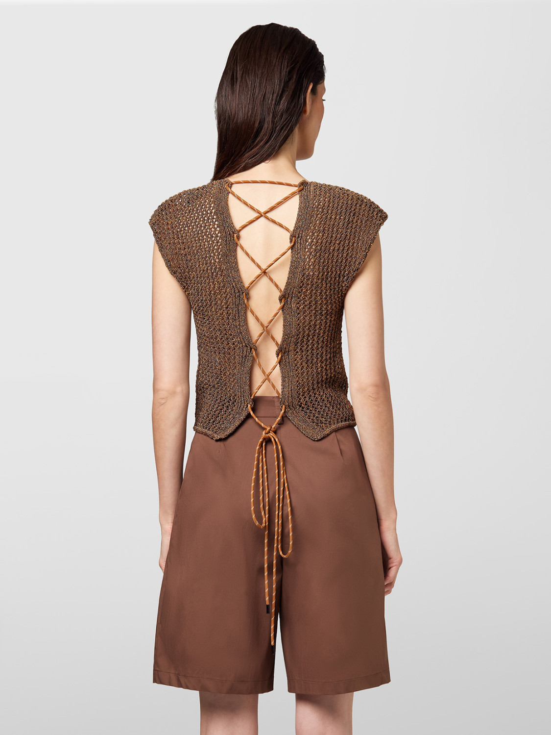 ALPHA STUDIO: OPENWORK CREW NECK