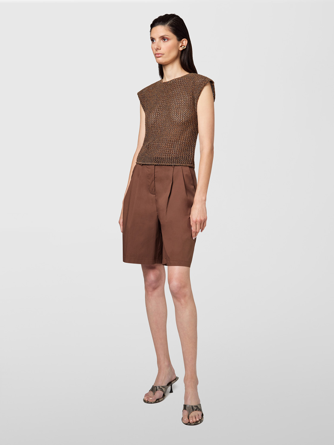 ALPHA STUDIO: OPENWORK CREW NECK