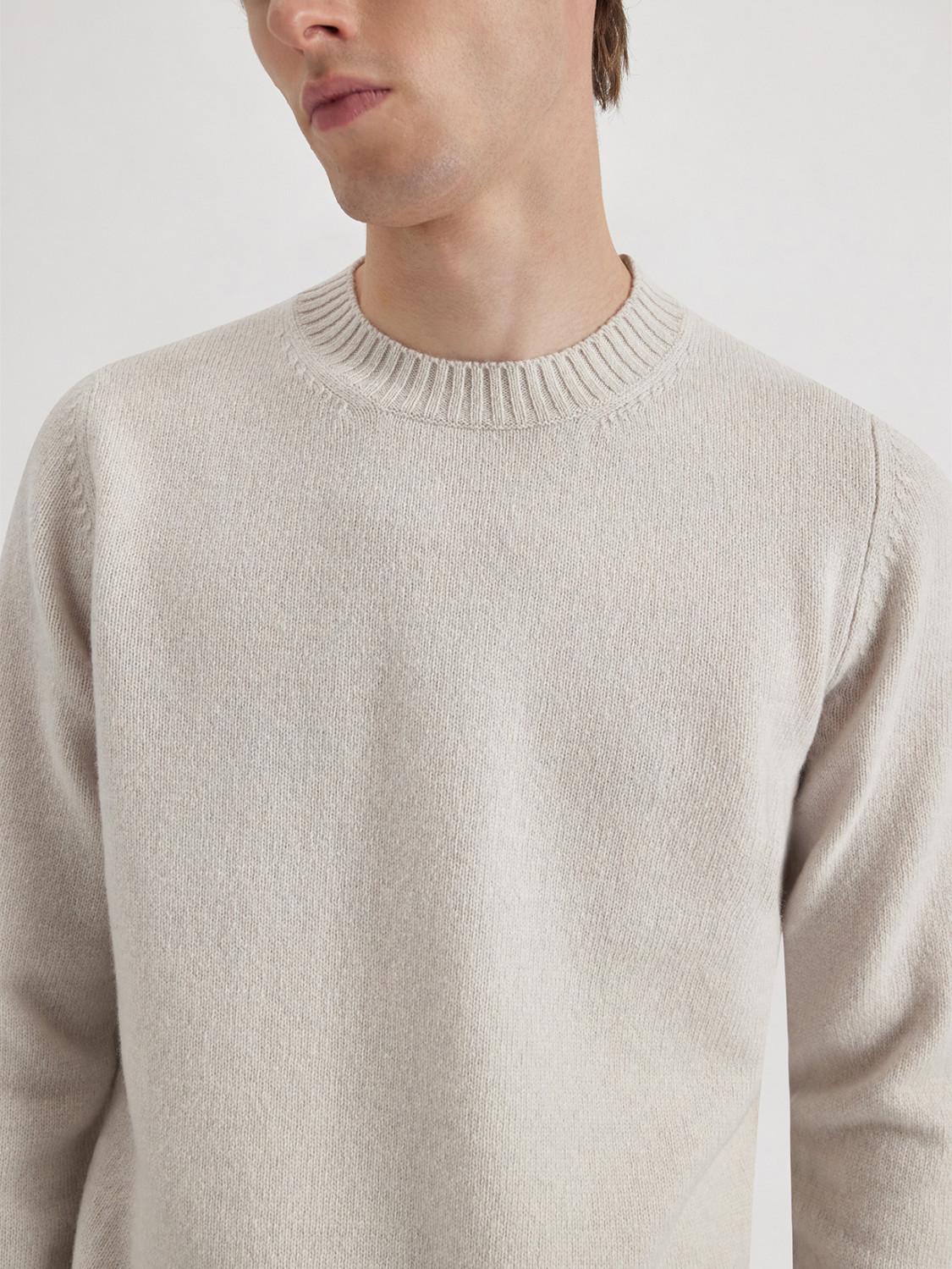 ALPHA STUDIO: MULTI-PLY CREW NECK SWEATER IN WOOL AND CASHMERE