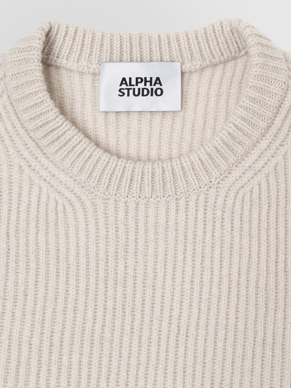 ALPHA STUDIO: MULTI-PLY CREW NECK SWEATER IN WOOL AND CASHMERE