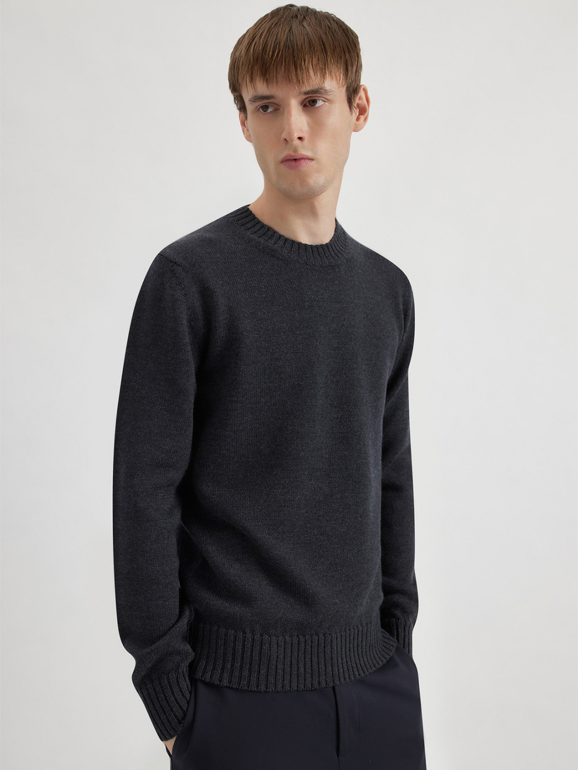 ALPHA STUDIO: MULTI-PLY CREW NECK SWEATER IN MERINO WOOL