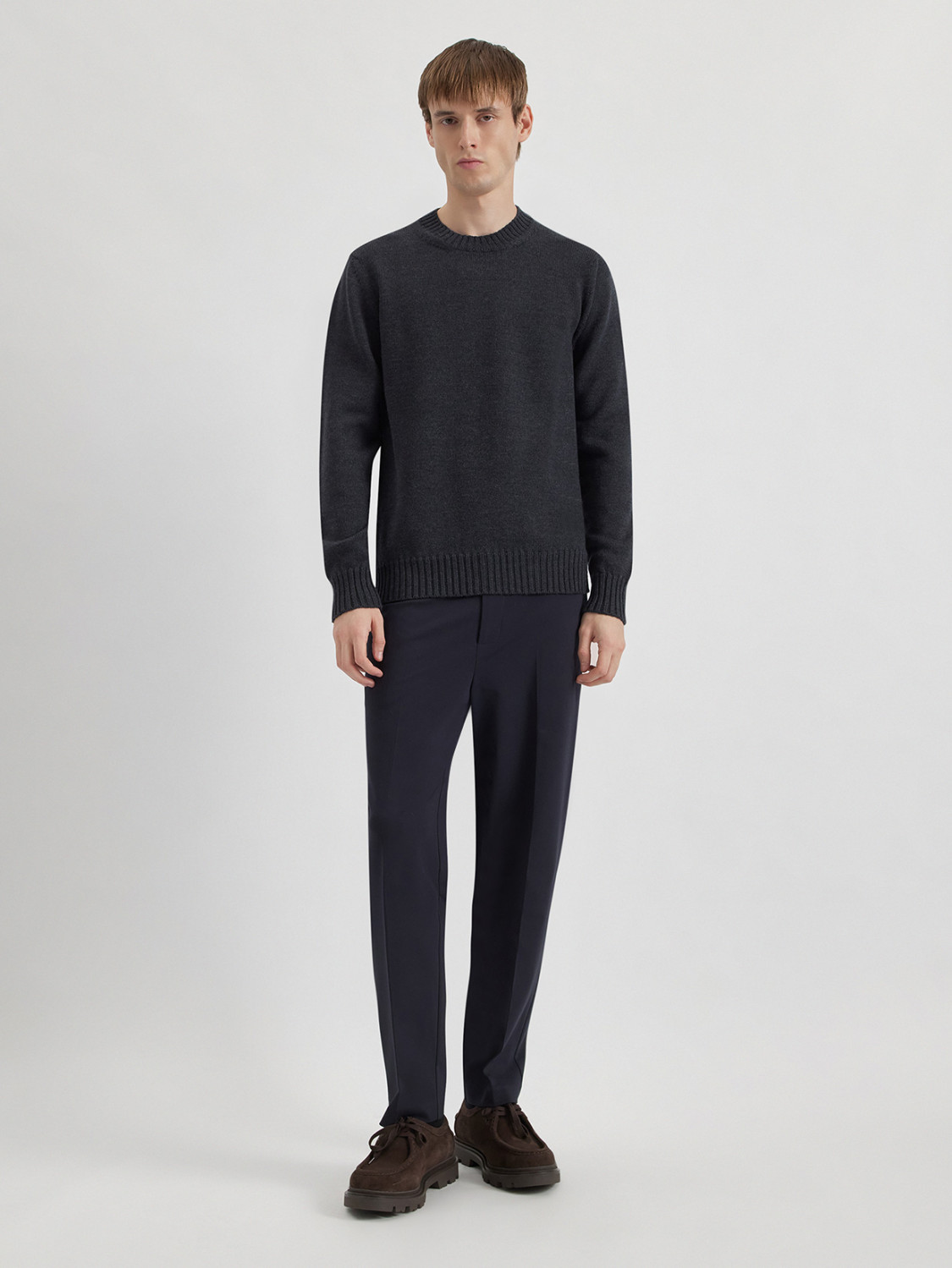 ALPHA STUDIO: MULTI-PLY CREW NECK SWEATER IN MERINO WOOL