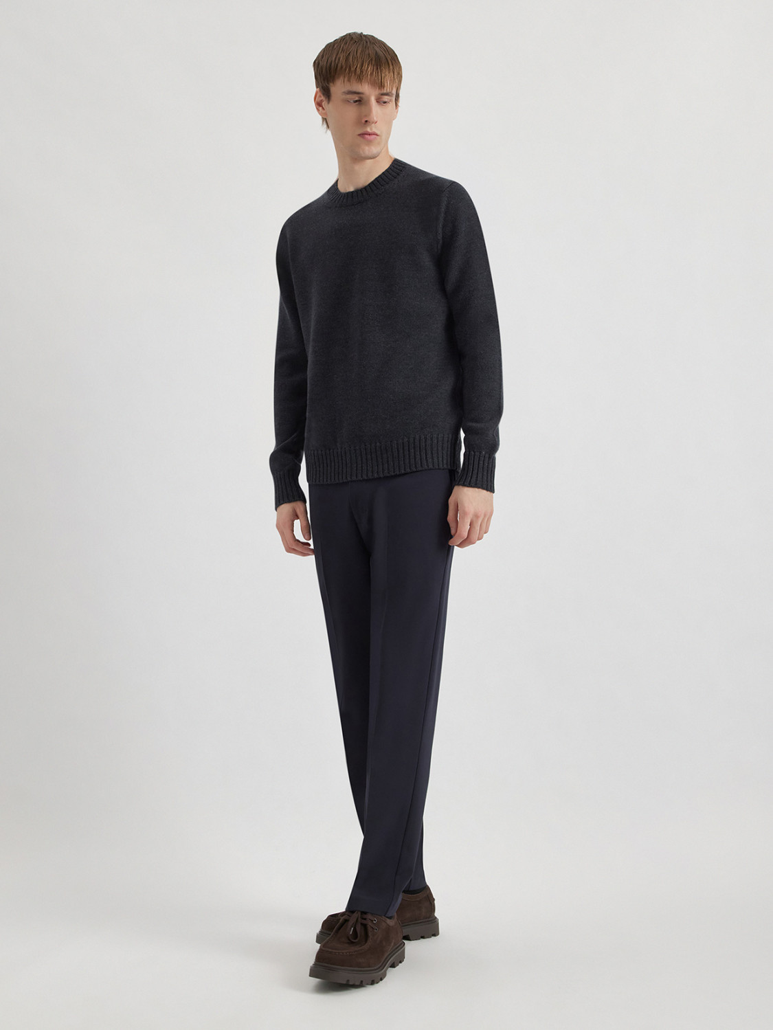 ALPHA STUDIO: MULTI-PLY CREW NECK SWEATER IN MERINO WOOL