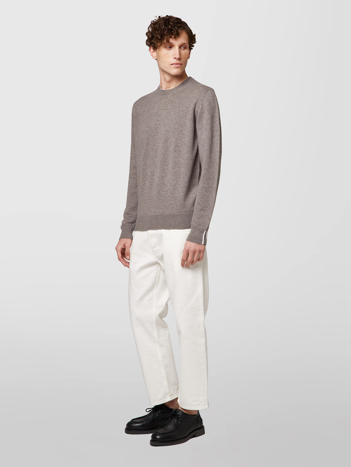 ALPHA STUDIO: URBAN BASIC CREW NECK SWEATER IN GEELONG WOOL