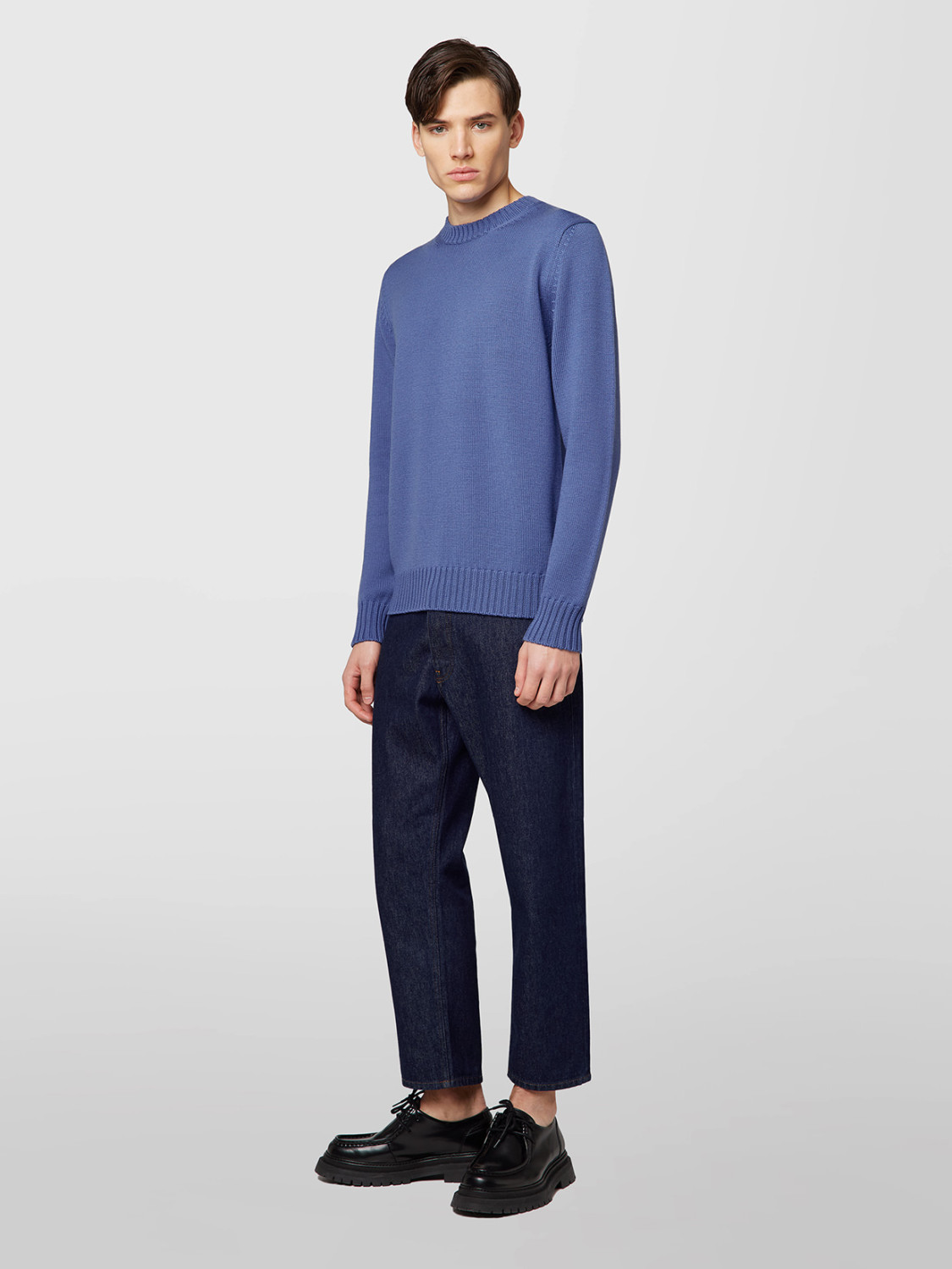ALPHA STUDIO: URBAN CREW NECK SWEATER IN MERINO WOOL