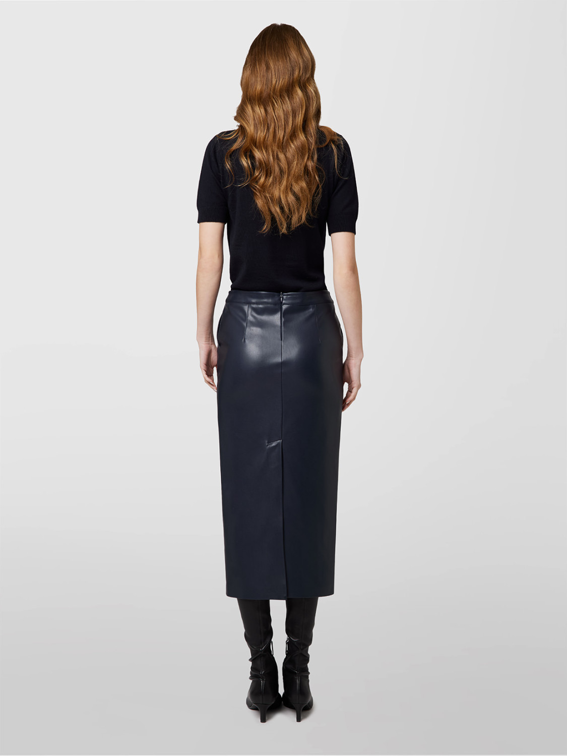 ALPHA STUDIO: MIDI SKIRT IN ECO LEATHER