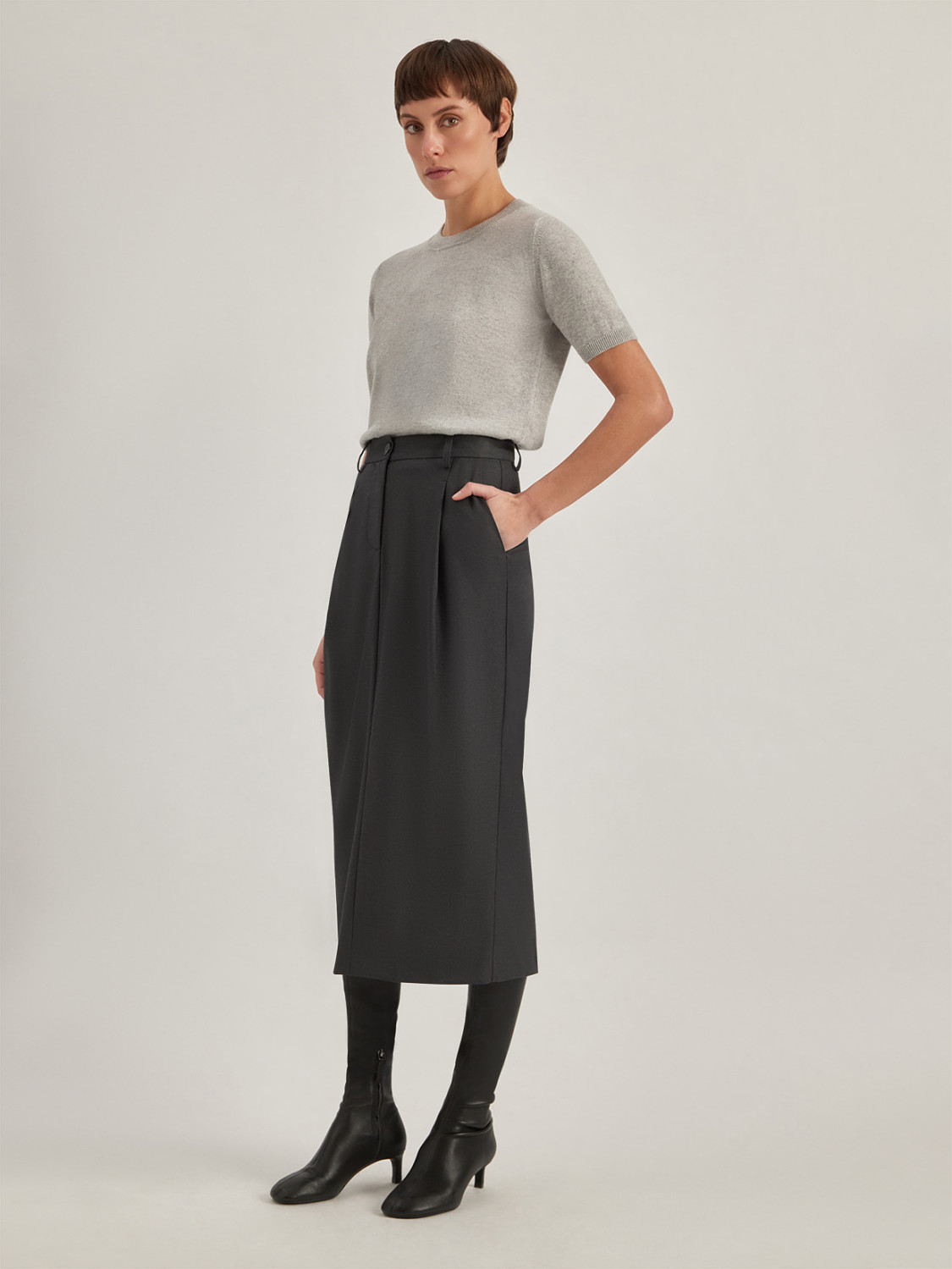 ALPHA STUDIO: TAILORING MIDI SKIRT IN FABRIC