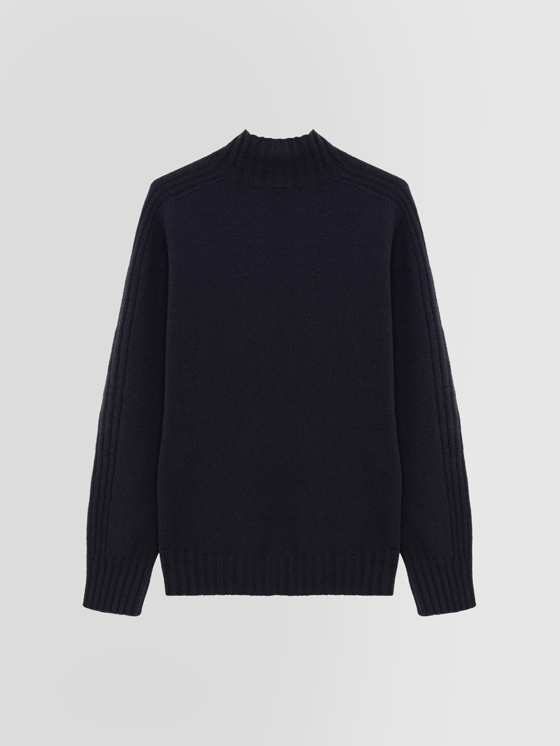 ALPHA STUDIO: FULLY-FASHIONED GRANDAD NECK SWEATER IN WOOL
