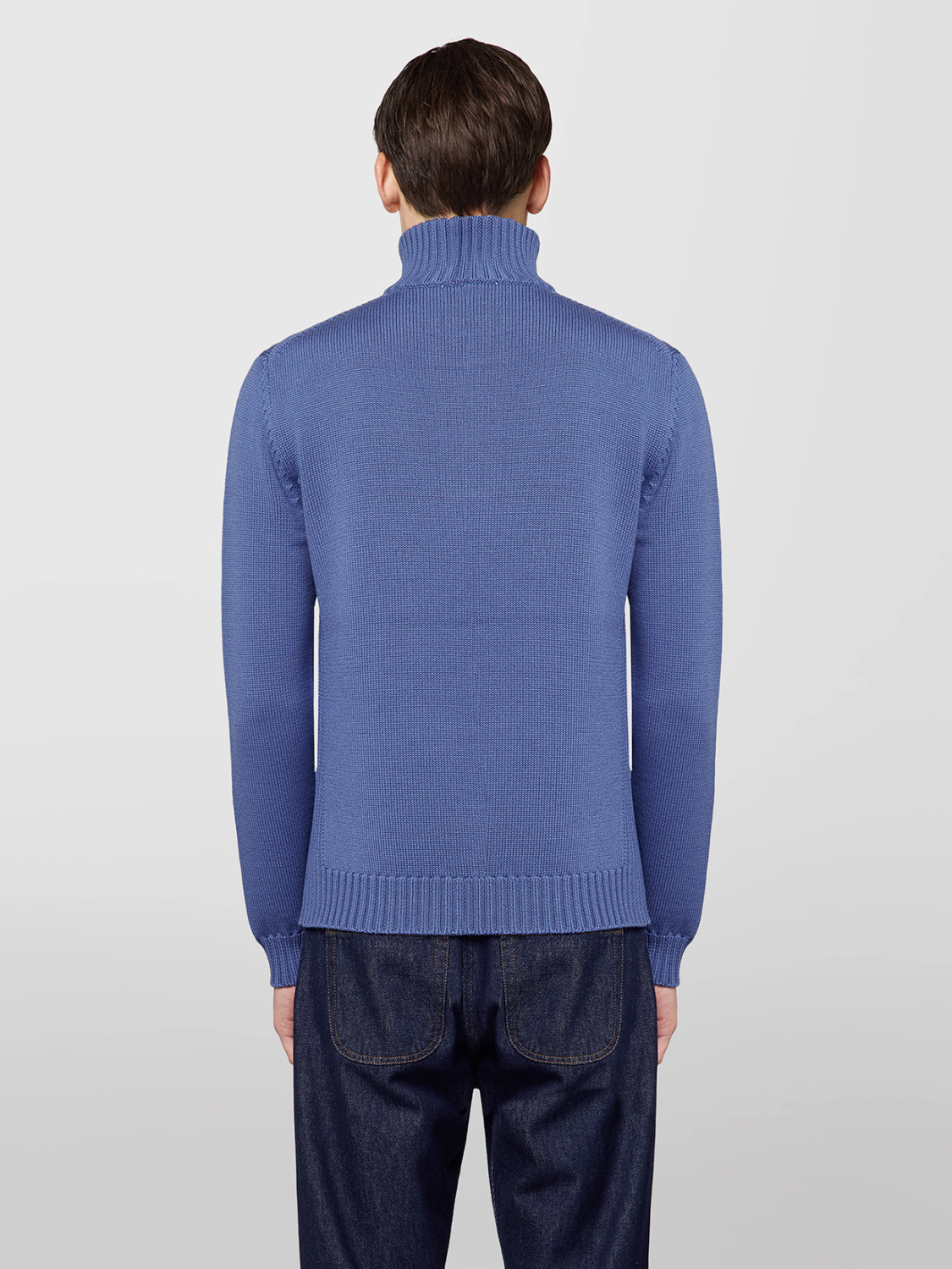 ALPHA STUDIO: URBAN GRANDAD NECK SWEATER IN MERINO WOOL