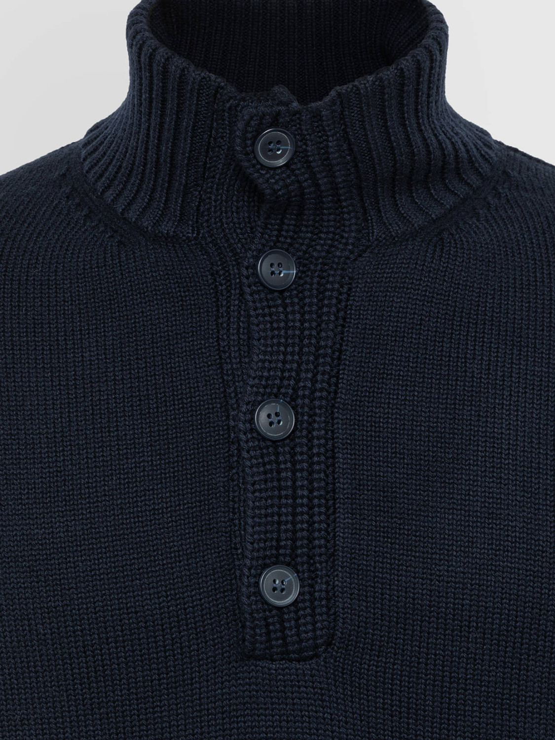 ALPHA STUDIO: URBAN GRANDAD NECK SWEATER IN MERINO WOOL