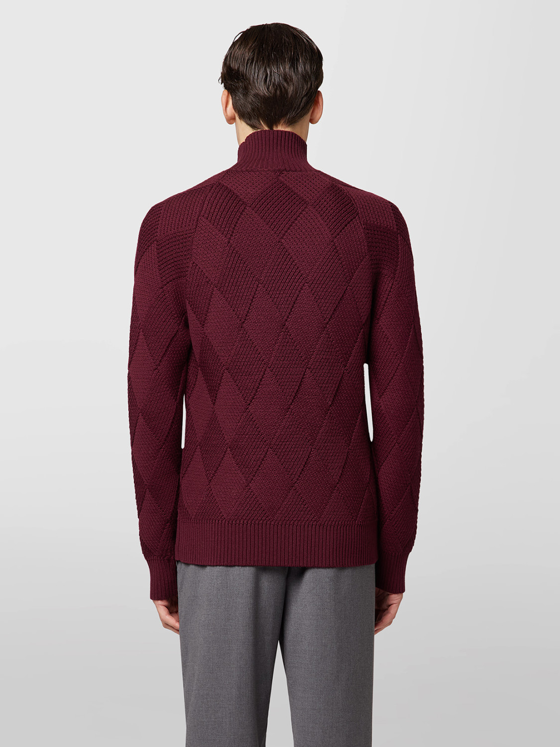 ALPHA STUDIO: URBAN GRANDAD NECK SWEATER IN MERINO WOOL
