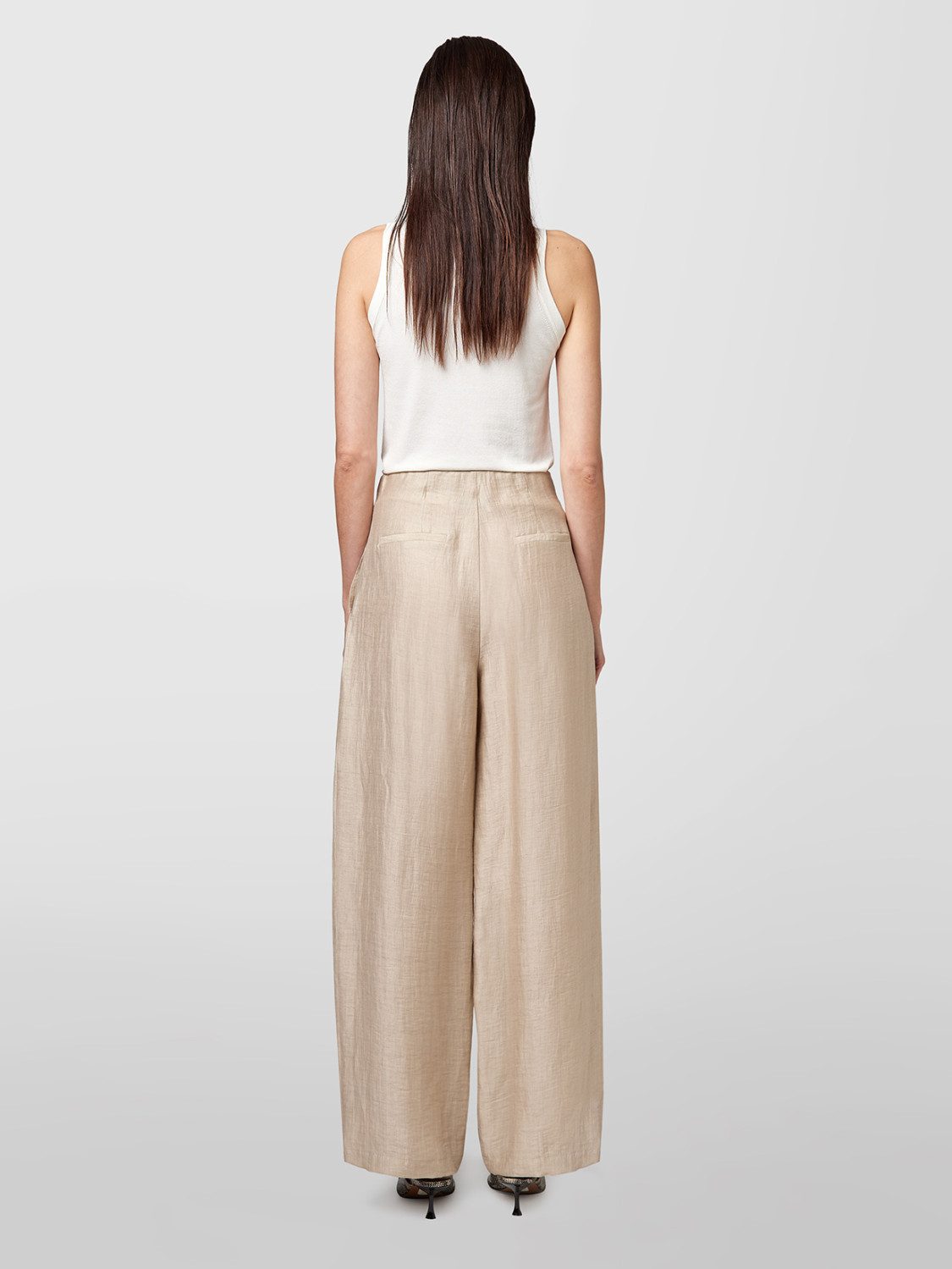 ALPHA STUDIO: LINEN PLEATED TROUSERS